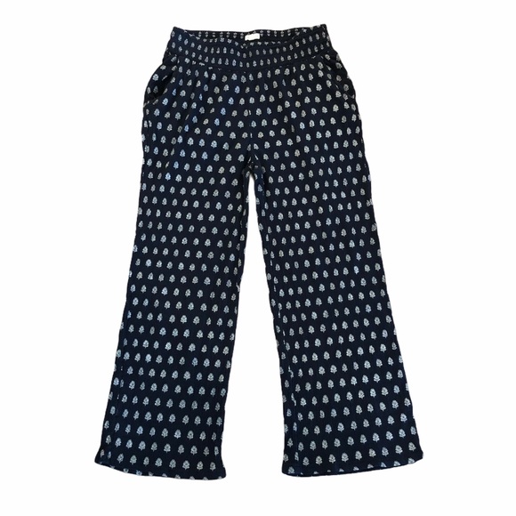 Garnet Hill Pants - Garnet Hill Floral & Navy Wide Leg Pants